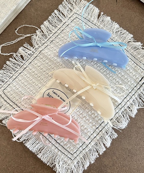 Jasmine Grandiflorum（ジャスミングランディフローラム）の「【Jasmine】リボンヘアクリップ（バレッタ/ヘアクリップ・レディース・オフホワイト/ブルー/ピンク・FREE）」の4枚目の写真