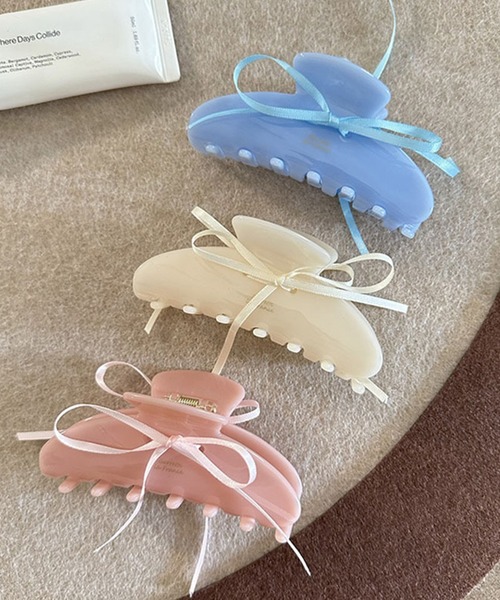 Jasmine Grandiflorum（ジャスミングランディフローラム）の「【Jasmine】リボンヘアクリップ（バレッタ/ヘアクリップ・レディース・オフホワイト/ブルー/ピンク・FREE）」の6枚目の写真