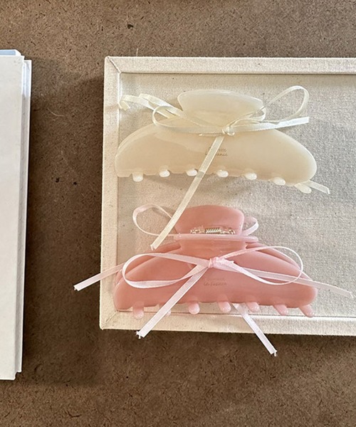 Jasmine Grandiflorum（ジャスミングランディフローラム）の「【Jasmine】リボンヘアクリップ（バレッタ/ヘアクリップ・レディース・オフホワイト/ブルー/ピンク・FREE）」の5枚目の写真