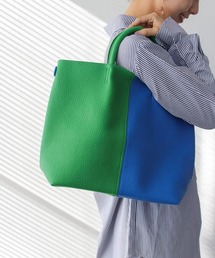 バイカラーフェイクレザートート