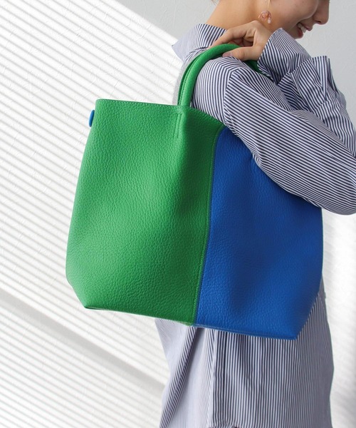 バイカラーフェイクレザートート（トートバッグ）｜Three Four Time