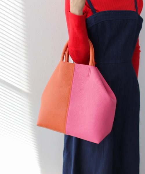 Three Four Time（ｽﾘｰﾌｫｰﾀｲﾑ）の「バイカラーフェイクレザートート（トートバッグ・レディース・オレンジ系その他/グリーン系その他/ホワイト系その他・FREE）」の3枚目の写真