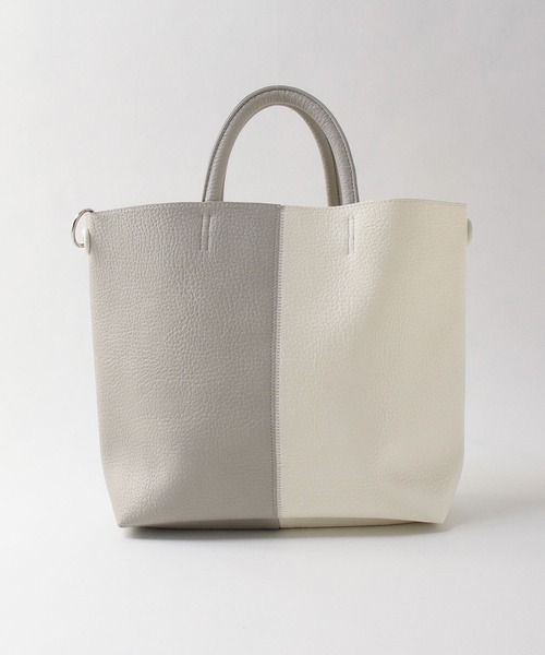 バイカラーフェイクレザートート（トートバッグ）｜Three Four Time