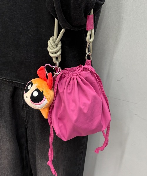 UNISEX】ナイロン2WAY巾着バッグ/キーホルダー付き（ショルダーバッグ