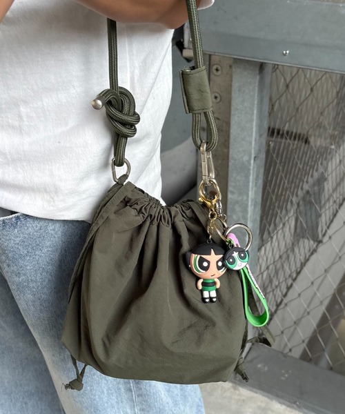 セール】【UNISEX】ナイロン2WAY巾着バッグ/キーホルダー付き