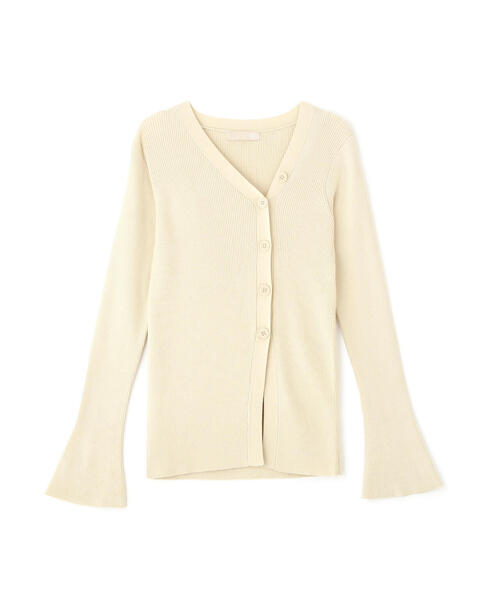 FREE'S MART（フリーズマート）の「◆アシンメトリーボタンディテールリブニット（カーディガン/ボレロ・レディース・ホワイト/ライトグリーン/オレンジ・FREE）」の4枚目の写真