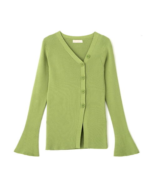 FREE'S MART（フリーズマート）の「◆アシンメトリーボタンディテールリブニット（カーディガン/ボレロ・レディース・ホワイト/ライトグリーン/オレンジ・FREE）」の9枚目の写真