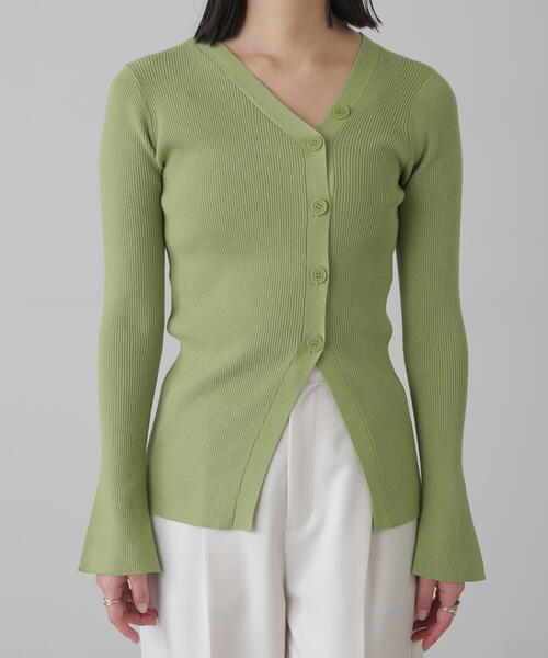 FREE'S MART（フリーズマート）の「◆アシンメトリーボタンディテールリブニット（カーディガン/ボレロ・レディース・ホワイト/ライトグリーン/オレンジ・FREE）」の17枚目の写真