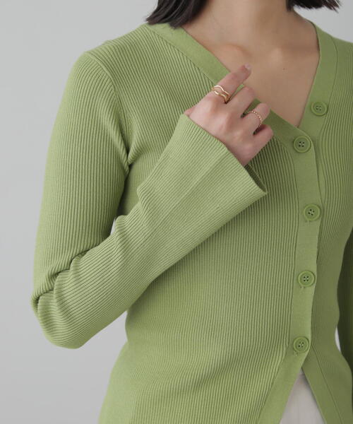FREE'S MART（フリーズマート）の「◆アシンメトリーボタンディテールリブニット（カーディガン/ボレロ・レディース・ホワイト/ライトグリーン/オレンジ・FREE）」の22枚目の写真