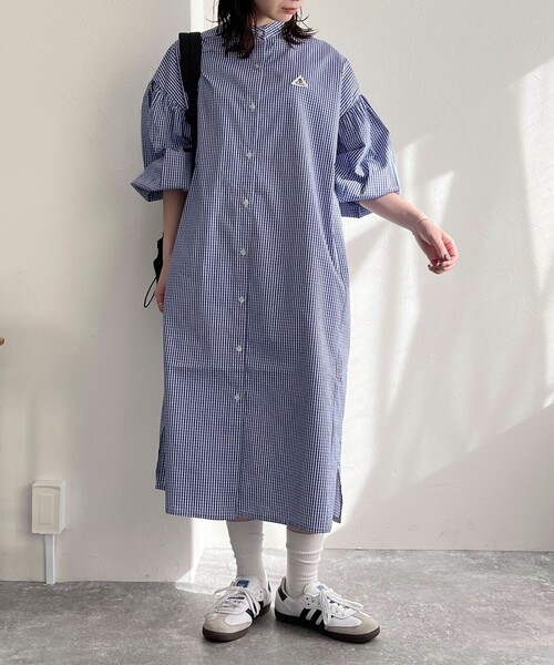 GEVACO（ゲバコ）の「【GEVACO/ゲバコ】タイプライターバンドカラーシャツワンピース（シャツワンピース・レディース・ベージュ系その他3/ブラック系その他/ブルー系その他3/ブルー系その他・36/38）」の5枚目の写真