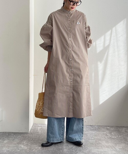 GEVACO（ゲバコ）の「【GEVACO/ゲバコ】タイプライターバンドカラーシャツワンピース（シャツワンピース・レディース・ベージュ系その他3/ブラック系その他/ブルー系その他3/ブルー系その他・36/38）」の9枚目の写真