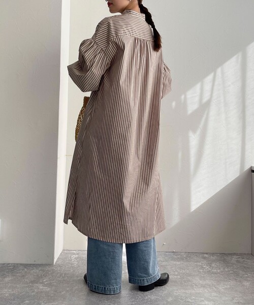 GEVACO（ゲバコ）の「【GEVACO/ゲバコ】タイプライターバンドカラーシャツワンピース（シャツワンピース・レディース・ベージュ系その他3/ブラック系その他/ブルー系その他3/ブルー系その他・36/38）」の21枚目の写真