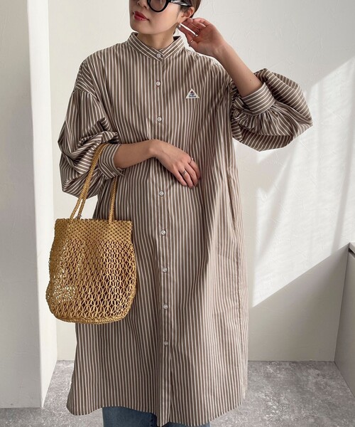 GEVACO（ゲバコ）の「【GEVACO/ゲバコ】タイプライターバンドカラーシャツワンピース（シャツワンピース・レディース・ベージュ系その他3/ブラック系その他/ブルー系その他3/ブルー系その他・36/38）」の12枚目の写真