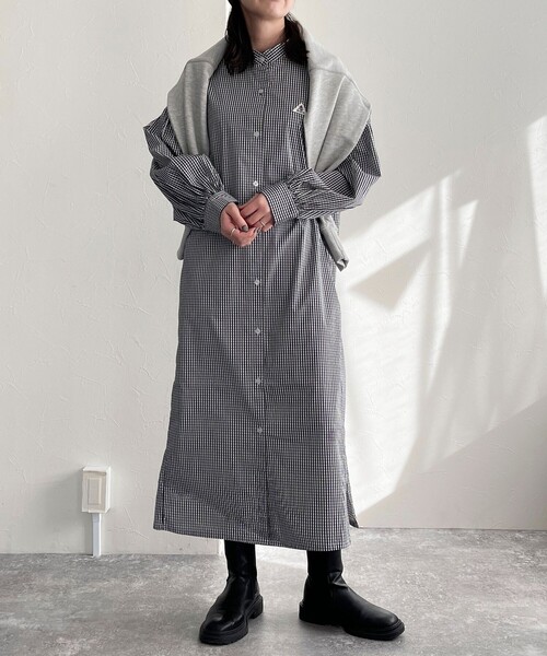 GEVACO（ゲバコ）の「【GEVACO/ゲバコ】タイプライターバンドカラーシャツワンピース（シャツワンピース・レディース・ベージュ系その他3/ブラック系その他/ブルー系その他3/ブルー系その他・36/38）」の8枚目の写真