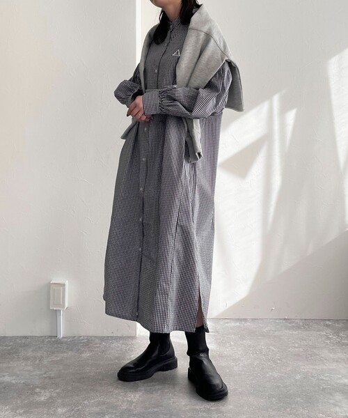 GEVACO（ゲバコ）の「【GEVACO/ゲバコ】タイプライターバンドカラーシャツワンピース（シャツワンピース・レディース・ベージュ系その他3/ブラック系その他/ブルー系その他3/ブルー系その他・36/38）」の20枚目の写真