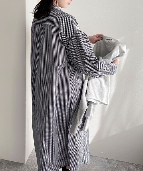 GEVACO（ゲバコ）の「【GEVACO/ゲバコ】タイプライターバンドカラーシャツワンピース（シャツワンピース・レディース・ベージュ系その他3/ブラック系その他/ブルー系その他3/ブルー系その他・36/38）」の10枚目の写真