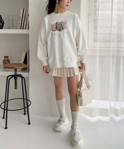 one after another NICE CLAUP(ワンアフターアナザーナイスクラップ)の「アソートプリントスウェット(スウェット・レディース・オフホワイト/ホワイト系その他/杢グレー/ブラック・FREE)」の9枚目の写真