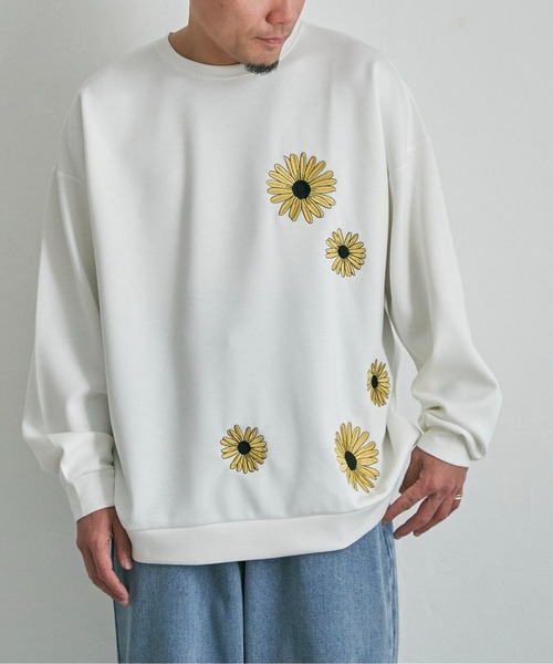 ランダムフラワー刺繍クルーネック（スウェット）｜NO NEED