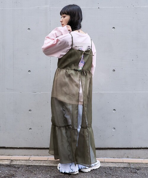 FREAK'S STORE(フリークスストア)の「シアーリップ マキシ 2WAY ワンピース(ワンピース・レディース・オリーブ/ブラック・フリ-)」の1枚目の写真