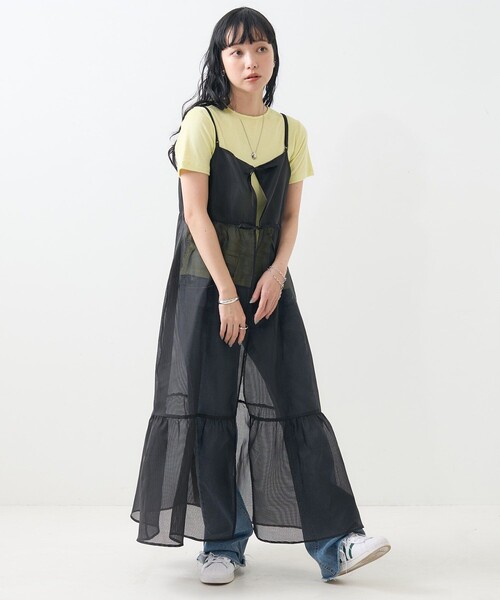 FREAK'S STORE(フリークスストア)の「シアーリップ マキシ 2WAY ワンピース(ワンピース・レディース・オリーブ/ブラック・フリ-)」の2枚目の写真