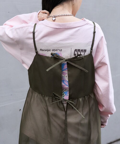FREAK'S STORE(フリークスストア)の「シアーリップ マキシ 2WAY ワンピース(ワンピース・レディース・オリーブ/ブラック・フリ-)」の3枚目の写真