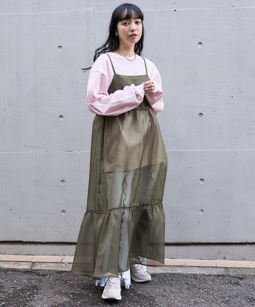 FREAK'S STORE(フリークスストア)の「シアーリップ マキシ 2WAY ワンピース(ワンピース・レディース・オリーブ/ブラック・フリ-)」の8枚目の写真