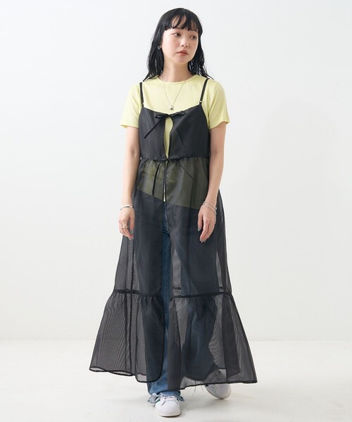 FREAK'S STORE(フリークスストア)の「シアーリップ マキシ 2WAY ワンピース(ワンピース・レディース・オリーブ/ブラック・フリ-)」の9枚目の写真