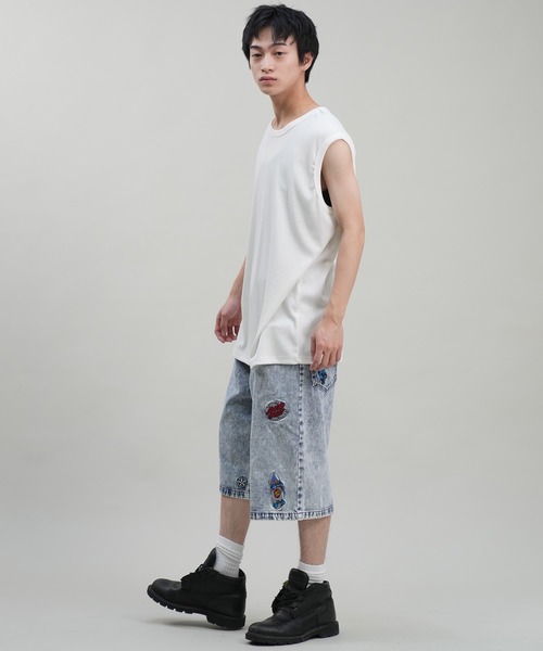 ムラサキスポーツ（ムラサキスポーツ）の「【ムラサキスポーツ限定】DEAR LAUREL/ディアローレル ワイドリブマッスルタンクトップ  Wide Rib Muscle Tank Top D24S2320（タンクトップ・メンズ・ホワイト/ブラック・L/M）」の9枚目の写真