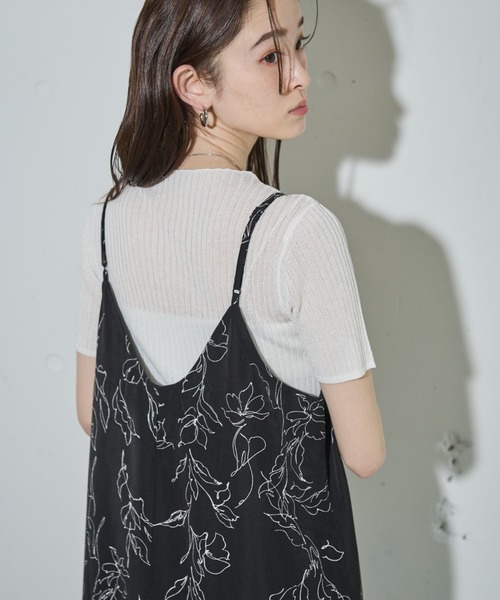 DABUWAWA花柄 フレア キャミワンピース ショート 花柄フリルカットキャミワンピース(M IVORY): ワンピース｜PMbox
