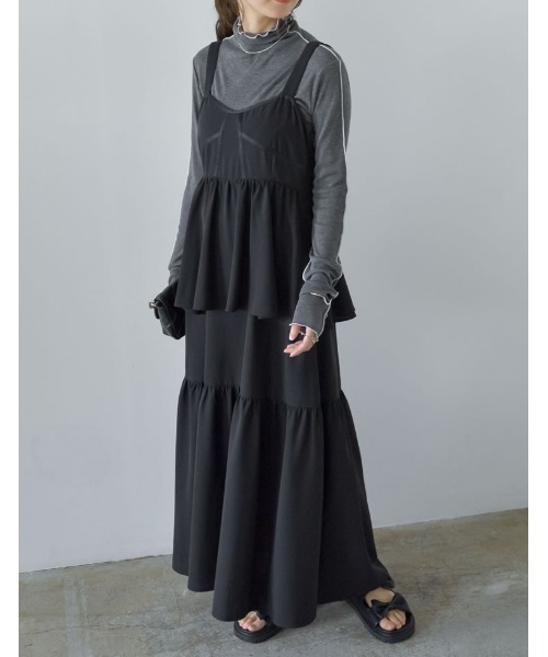 [2024SS COLLECTION][低身長サイズ有]パイピングビスチェデザインティアードキャミワンピース（ワンピース）｜Re:EDIT（リエディ）