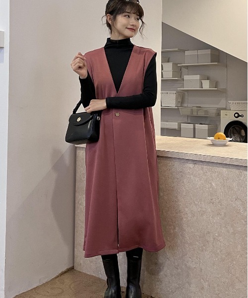 ad thie(アドティエ)の「ストレッチ素材 ノーカラー ロングジレ(ベスト・レディース・グリーン/イエロー/ライトグリーン/ブラック/ベージュ/ピンク/モカ・FREE)」の10枚目の写真