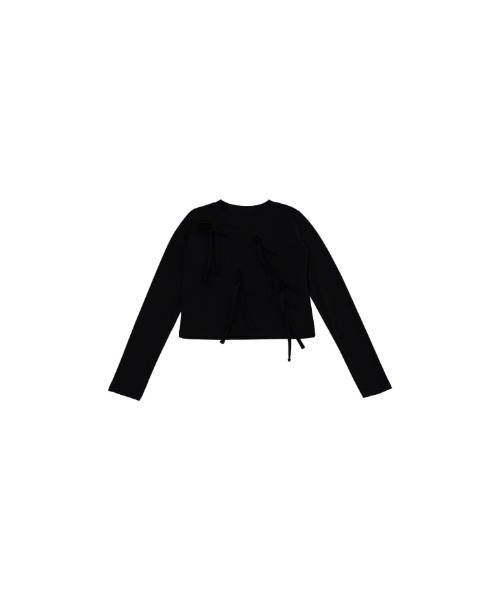 Uenui(ウニュイ)の「tie ribbon tops(Tシャツ/カットソー・レディース・ブラック/ホワイト・FREE)」の20枚目の写真