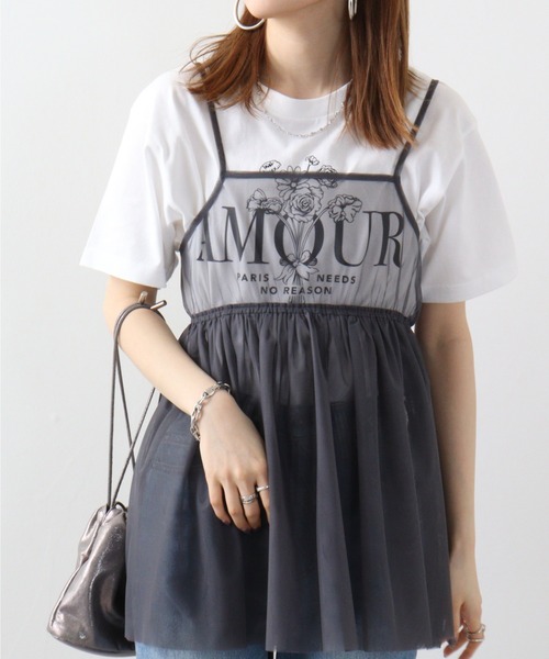 RGY(アールジーワイ)の「RGY AMOUR 花柄プリントTシャツ(Tシャツ/カットソー・メンズ・ホワイト/ブラック・F)」の1枚目の写真