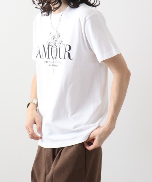 RGY(アールジーワイ)の「RGY AMOUR 花柄プリントTシャツ(Tシャツ/カットソー・メンズ・ホワイト/ブラック・F)」の9枚目の写真