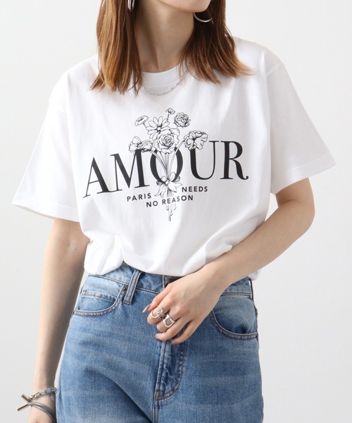 RGY(アールジーワイ)の「RGY AMOUR 花柄プリントTシャツ(Tシャツ/カットソー・メンズ・ホワイト/ブラック・F)」の3枚目の写真