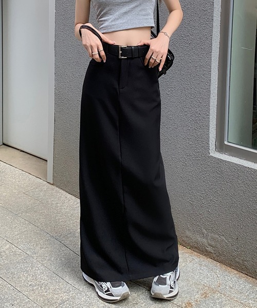 aimoha(アイモハ)の「ベルト付きロング丈スカート(スカート・レディース・ブラック・SMALL/MEDIUM/LARGE/X-LARGE)」の4枚目の写真