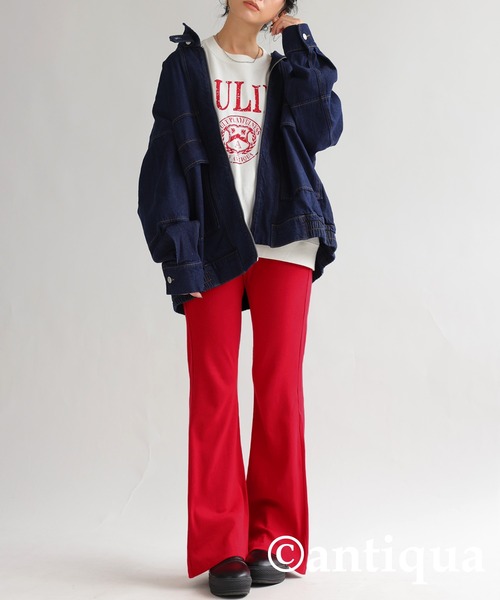 antiqua（アンティカ）の「リブフレアパンツ（その他パンツ・レディース・グリーン系その他/ブルーグリーン/ブラック/アイボリー/レッド/パープル系その他/チャコールグレー/オレンジ/グレイッシュベージュ・M/S/L）」の11枚目の写真