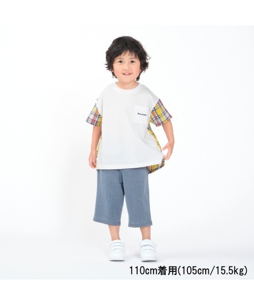 Moujonjon(ムージョンジョン)の「ウエストリブデニムニット6分丈ハーフパンツ(デニムパンツ・キッズ・ブルー/ネイビー・80/90/100/110/120/130/140)」の12枚目の写真