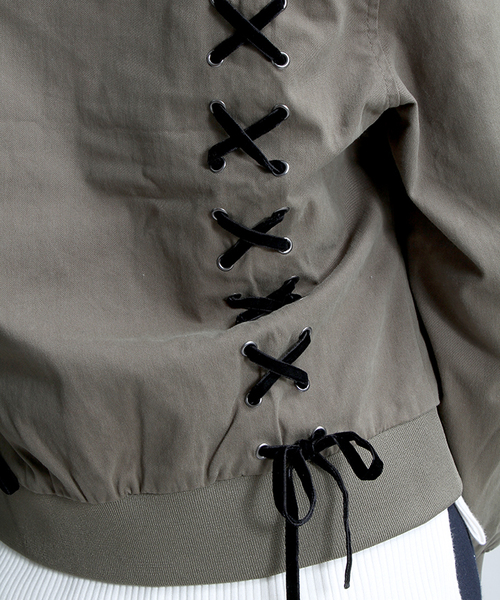 WEGO（ウィゴー）の「WEGO/レースアップブルゾン（ミリタリージャケット・レディース・ブラック/カーキ・FREE）」の7枚目の写真