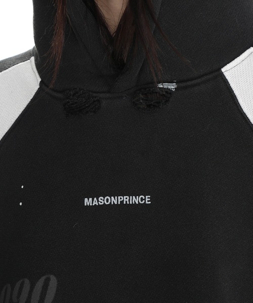 MASONPRINCE（メイソンプリンス）の「オーバーサイズ ダメージ加工 コントラストカラー パーカー WY6358【MASONPRINCE】（パーカー・メンズ・ブルー/ダークグレー・S/L/M）」の8枚目の写真