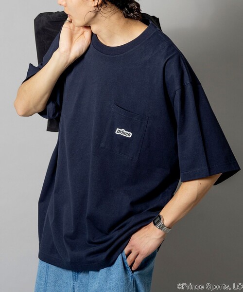 PRINCE（プリンス）の「prince/プリンス prince ワンポイントロゴ クルーネック ポケットTシャツ/リンガーデザイン（Tシャツ/カットソー・メンズ・チャコールグレー/ホワイト/ネイビー/グレー/オフホワイト/グリーン/イエロー・MEDIUM/LARGE）」の6枚目の写真
