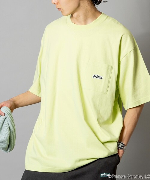 PRINCE（プリンス）の「prince/プリンス prince ワンポイントロゴ クルーネック ポケットTシャツ/リンガーデザイン（Tシャツ/カットソー・メンズ・チャコールグレー/ホワイト/ネイビー/グレー/オフホワイト/グリーン/イエロー・MEDIUM/LARGE）」の22枚目の写真