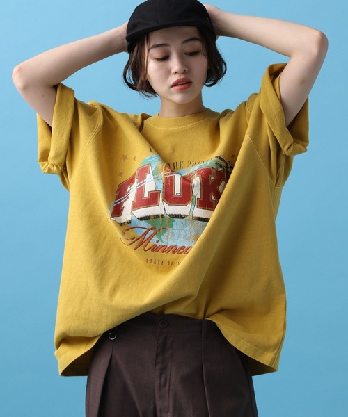 PBLIM（ページボーイリム）の「PBLIM/ビンテージカレッジT（Tシャツ/カットソー・レディース・イエロー/チャコールグレー/オフホワイト・LARGE/MEDIUM）」の3枚目の写真