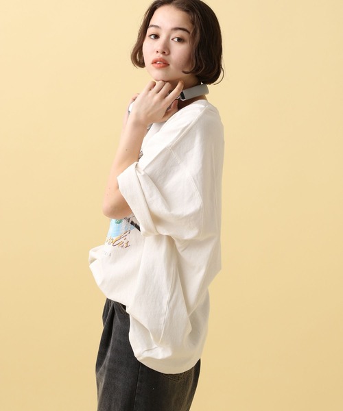 PBLIM（ページボーイリム）の「PBLIM/ビンテージカレッジT（Tシャツ/カットソー・レディース・イエロー/チャコールグレー/オフホワイト・LARGE/MEDIUM）」の5枚目の写真