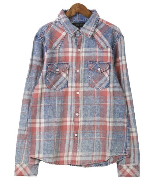LUXSTYLE（ラグスタイル）の「インディゴチェック長袖シャツ（シャツ/ブラウス・メンズ・レッド/インディゴブルー・M/XL/L）」の18枚目の写真