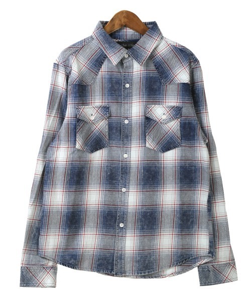 LUXSTYLE（ラグスタイル）の「インディゴチェック長袖シャツ（シャツ/ブラウス・メンズ・レッド/インディゴブルー・M/XL/L）」の19枚目の写真