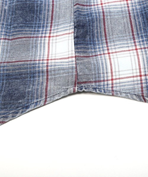 LUXSTYLE（ラグスタイル）の「インディゴチェック長袖シャツ（シャツ/ブラウス・メンズ・レッド/インディゴブルー・M/XL/L）」の8枚目の写真