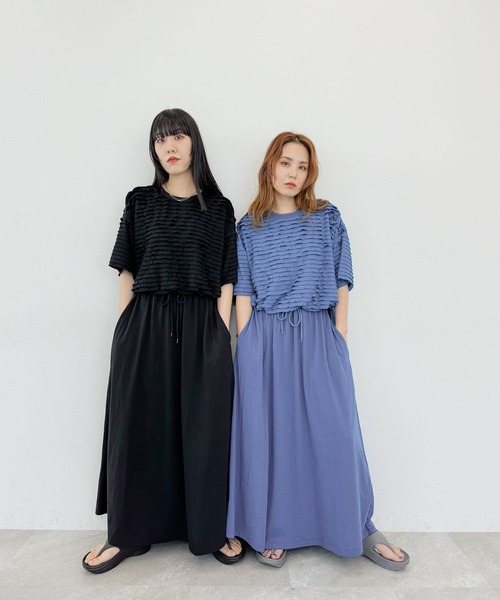 niko and...（ニコアンド）の「[MODE NORM CORE]フリフリルドッキングワンピース（ワンピース・レディース・ブルー/ブラック・LARGE/MEDIUM）」の6枚目の写真