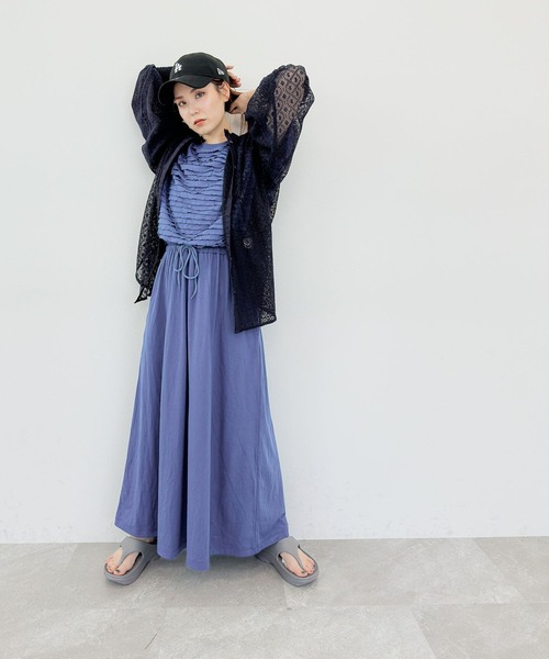 niko and...（ニコアンド）の「[MODE NORM CORE]フリフリルドッキングワンピース（ワンピース・レディース・ブルー/ブラック・LARGE/MEDIUM）」の8枚目の写真