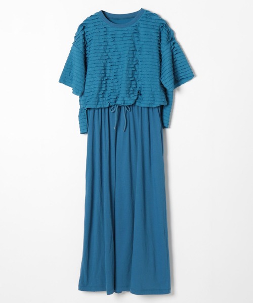 niko and...（ニコアンド）の「[MODE NORM CORE]フリフリルドッキングワンピース（ワンピース・レディース・ブルー/ブラック・LARGE/MEDIUM）」の9枚目の写真